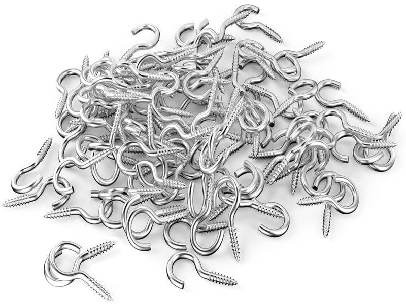 Axe Sickle Silver 1 Inch Metal Cup Hook Screw Hook 100 Pcs - Image 1